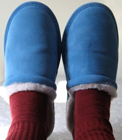 Red, white and blue. Patriotically warm feet.